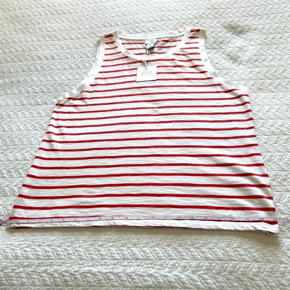 SIGRID OLSEN NWT 100% Cotton Red/White Stripe Tank Top Size L - Picture 11 of 14